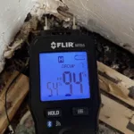 Confirming moisture intrusion beneath the carpet